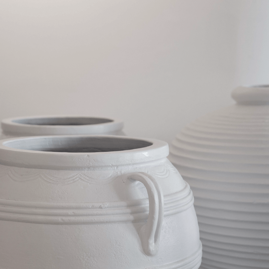 white pots